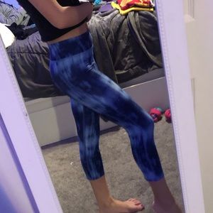 Under Amour Semi-Cropped Blue Tie Dye leggings